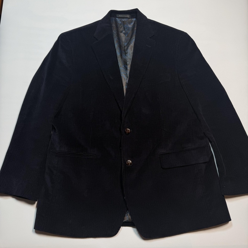 Lauren Ralph Lauren Sport Coat Mens 44R Navy Blue Corduroy Blazer Classic Fit